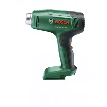 Karstā gaisa pistole Bosch EasyHeat 18V-500 — bezvada, 72 W, 4 Ah akumulators, 350–450 °C, pistoles rokturis, zaļa