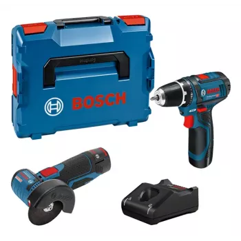 Bosch GSR 12V-15 + GWS 12V-76 +2 baterijas 2 Ah + GAL 12V-40 (L) Professional baterija