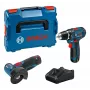 Bosch GSR 12V-15 + GWS 12V-76 +2 baterijas 2 Ah + GAL 12V-40 (L) Professional baterija