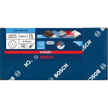 Slīpēšanas disku komplekts Bosch EXP O780 150 mm, 55 gabali