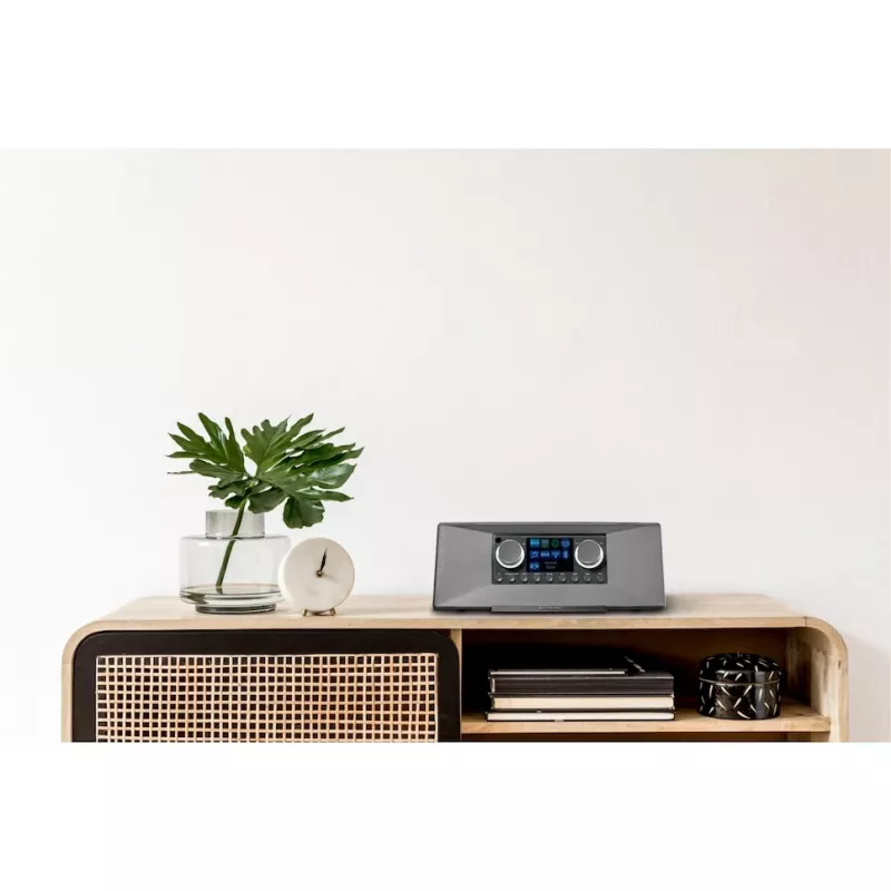 Interneta radio MEDION LIFE P85333 — DAB+ / FM, 12 W RMS, 2,8 collu TFT, Wi‑Fi 802.11a/b/g, 3,5 mm ligzda, pelēks