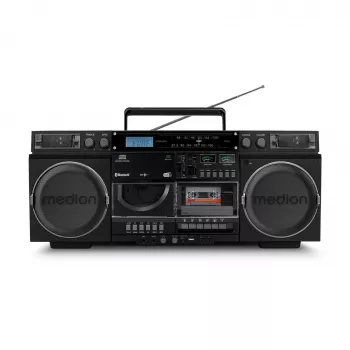 Mūzikas sistēma MEDION LIFE P66538 — 20 W, 2-ceļu skaļruņi, DAB+/FM/PLL, Bluetooth, LCD displejs, melna