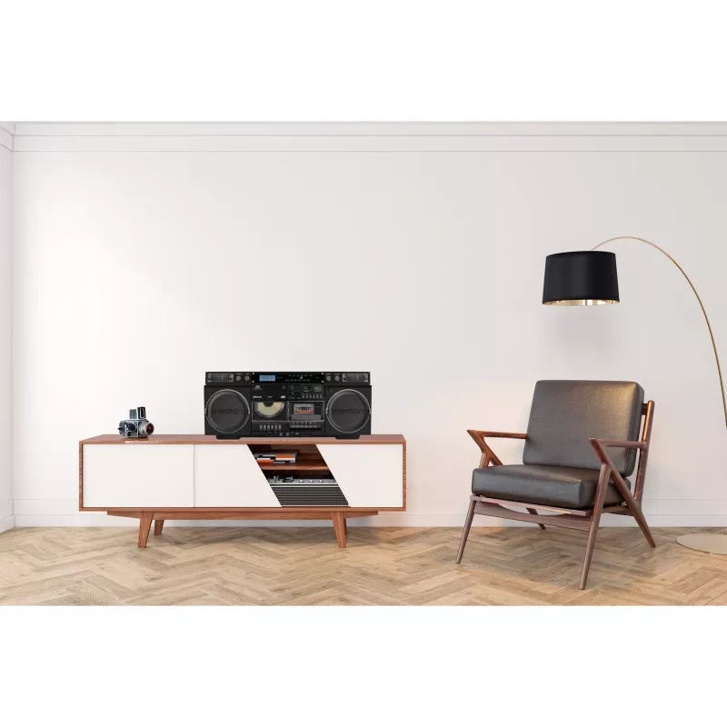 Mūzikas sistēma MEDION LIFE P66538 — 20 W, 2-ceļu skaļruņi, DAB+/FM/PLL, Bluetooth, LCD displejs, melna
