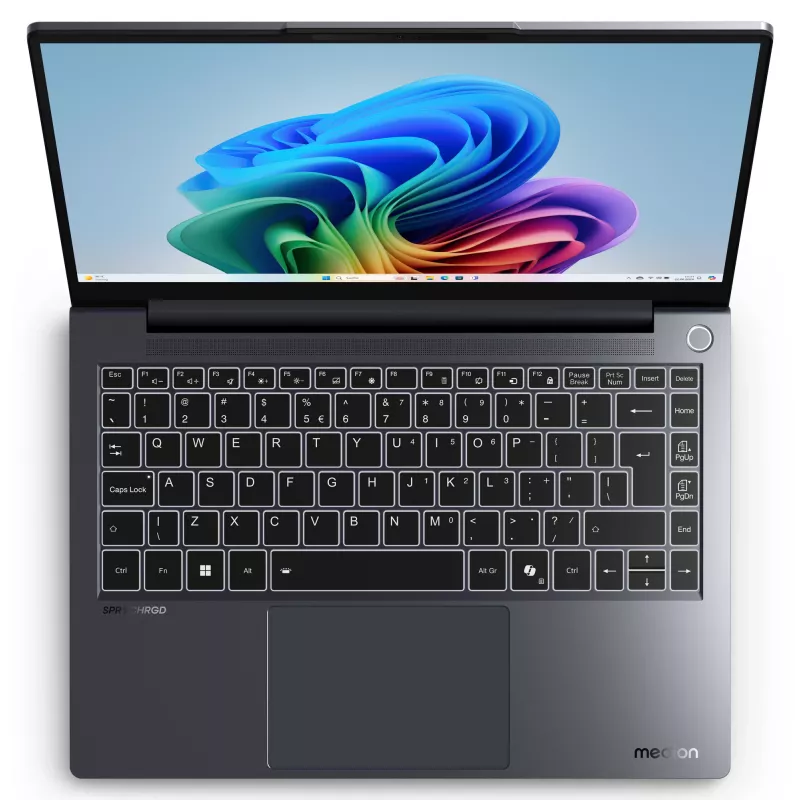 MEDION SPRCHRGD 14 S1 Elite MD62637 Snapdragon X1E-78-100 portatīvais dators 35.6 cm (14 collas) WQXGA+ 16 GB LPDDR5-SDRAM 512 GB SSD Wi-Fi 6E (802.11ax) Windows 11 Home ASV angļu pelēks