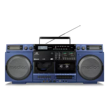 MEDION LIFE P66538 20 W zila kompakta audio sistēma — 20 W RMS, 2 joslu skaļruņi, DAB+/PLL, Bluetooth 10 m, priekšējā ielāde