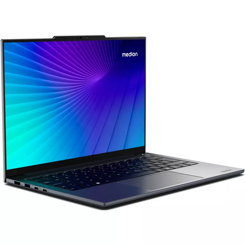 MEDION 30040132 portatīvais dators Intel Core 5 120U 35.6 cm (14 collu) 2.8K 16 GB DDR4-SDRAM 512 GB SSD Wi-Fi 6 (802.11ax) Windows 11 Home Melns
