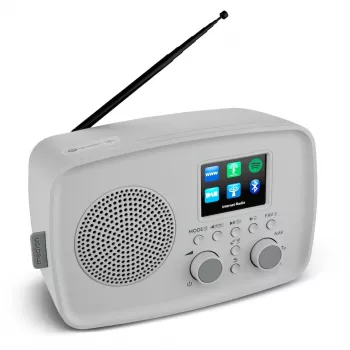 Interneta radio MEDION 50078819 — DAB+/FM, Wi‑Fi (802.11a/b/g), 5 W RMS, 2,4 collu TFT displejs, pelēks, Spotify atbalsts