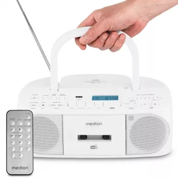 Personīgais radio MEDION 50079330 — DAB+/FM/PLL uztvērējs, 6 W RMS, LCD displejs, Bluetooth 10 m, 3,5 mm austiņu ligzda