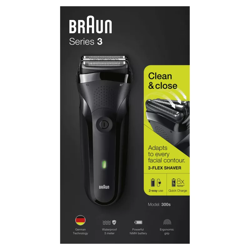 Braun Series 3 300s folijas skuveklis trimmeris Melns