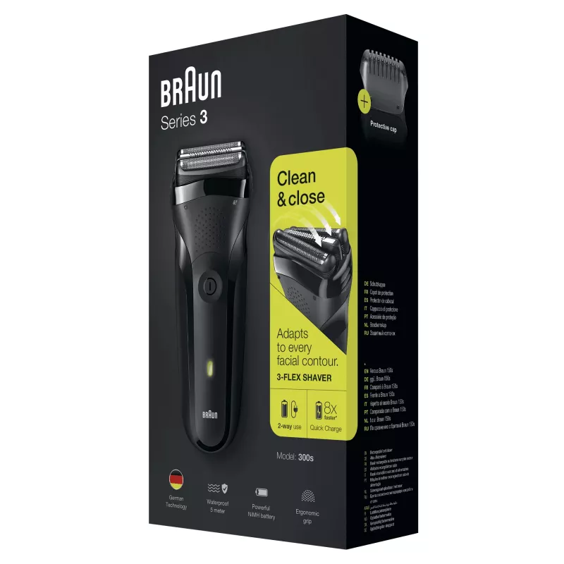 Braun Series 3 300s folijas skuveklis trimmeris Melns