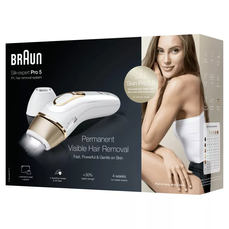 Braun Silk-expert Pro Silk·expert Pro 5 PL5140 Intensīvas impulsa gaismas (IPL) ierīce Gold, balta