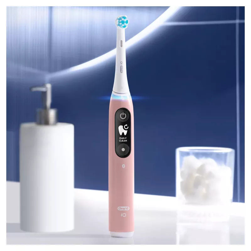 Oral-B iO 6S pieaugušo vibrējošā zobu birste Rozā, Balta