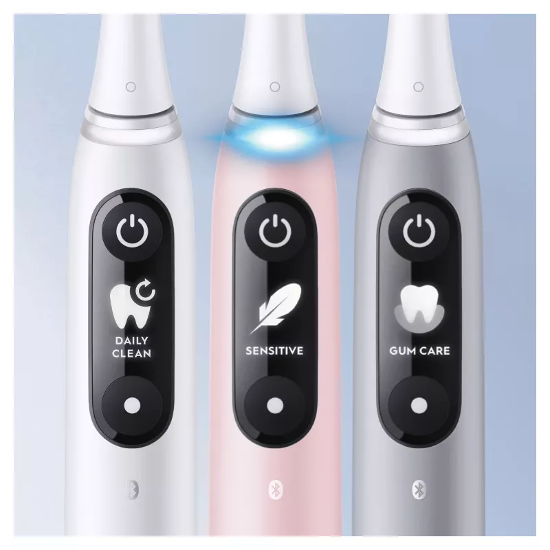 Oral-B iO 6S pieaugušo vibrējošā zobu birste Rozā, Balta