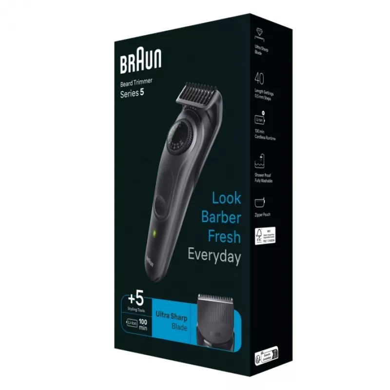 Braun BeardTrimmer 5 BT5420 bārdas trimmeris Akumulators 40 2 cm Melns