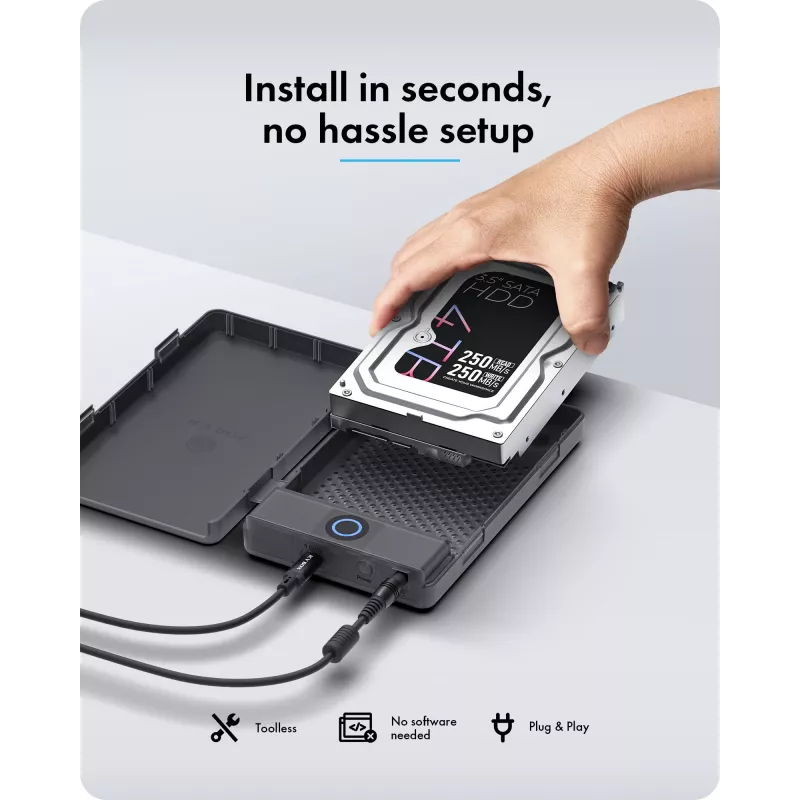 ICY BOX Spade Base 388 korpuss 2,5 collu/3,5 collu SATA SSD/HDD