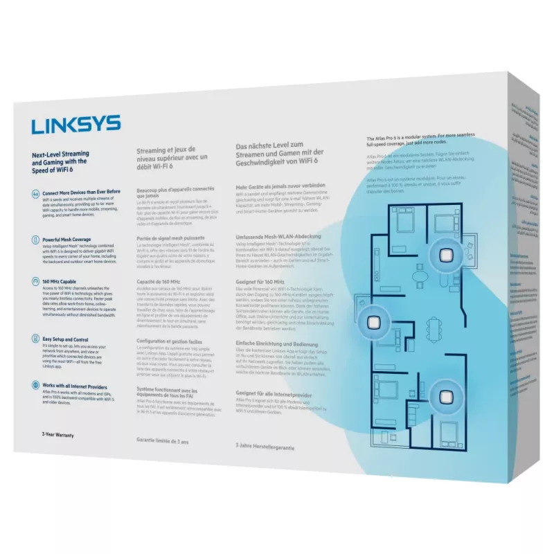Linksys AX5400 visa mājas Mesh WiFi 6 divu joslu sistēma, 2 mezglu komplekts