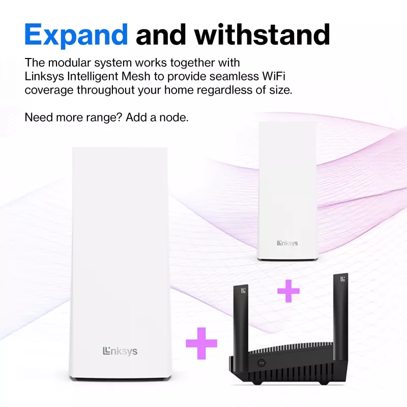 Linksys AX5400 visa mājas Mesh WiFi 6 divu joslu sistēma, 2 mezglu komplekts