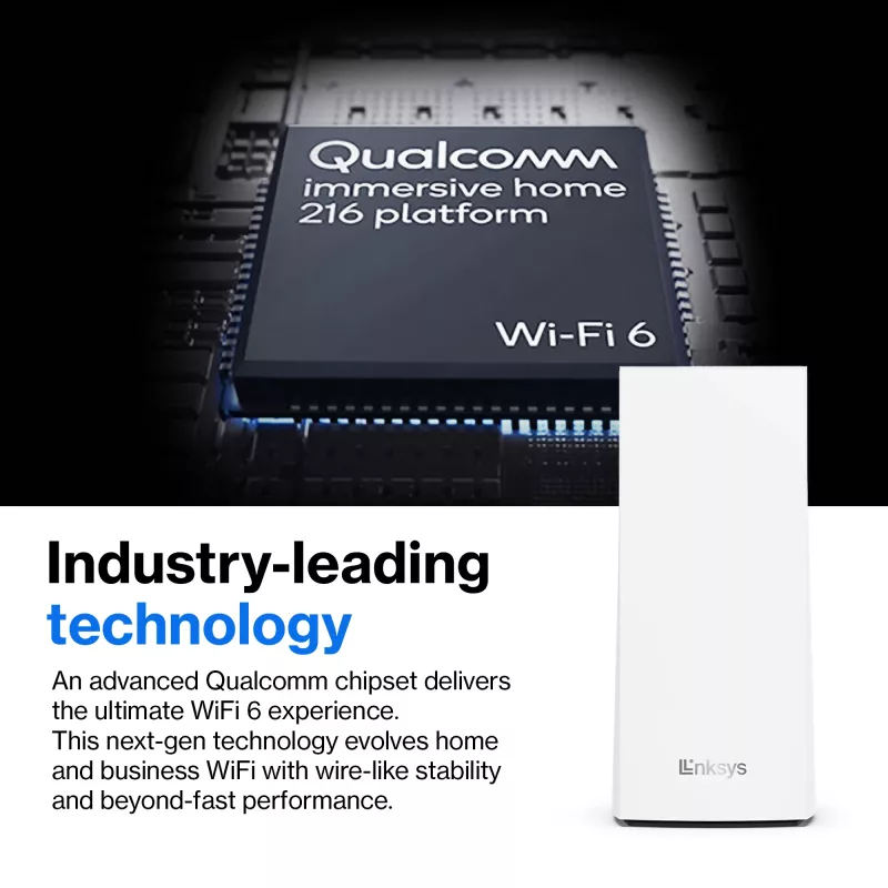 Linksys AX5400 visa mājas Mesh WiFi 6 divu joslu sistēma, 2 mezglu komplekts