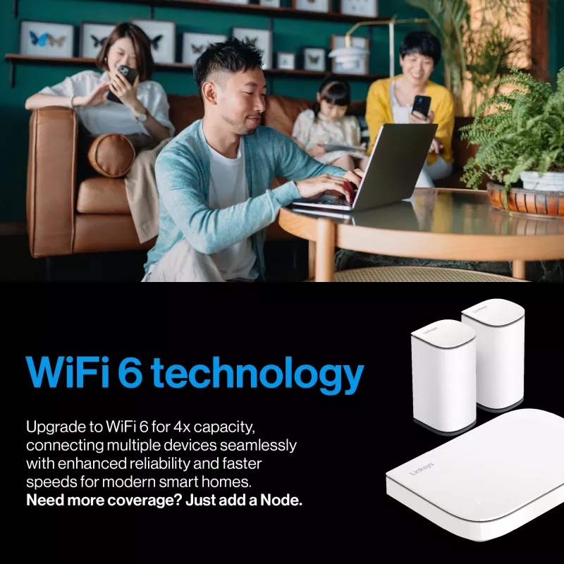 Linksys Velop Micro 6 Mesh sistēma – divjoslu WiFi 6 AX3000 (3 gab. komplekts)