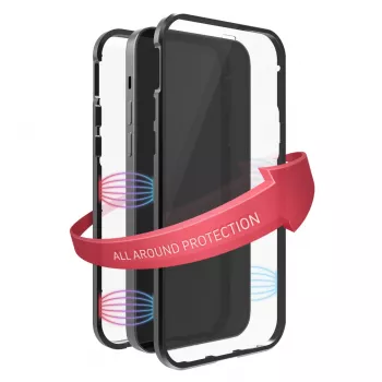 Hama 360° stikla mobilā telefona maciņš 15,5 cm (6,1 collas) vāciņš melns, caurspīdīgs