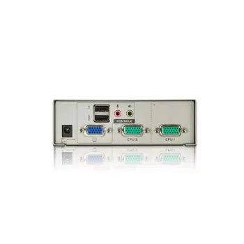 ATEN 2 portu USB VGA KVM ar audio (KVM kabeļi iekļauti), 2048 x 1536 pikseļi, QXGA, 0,142 W, pelēks