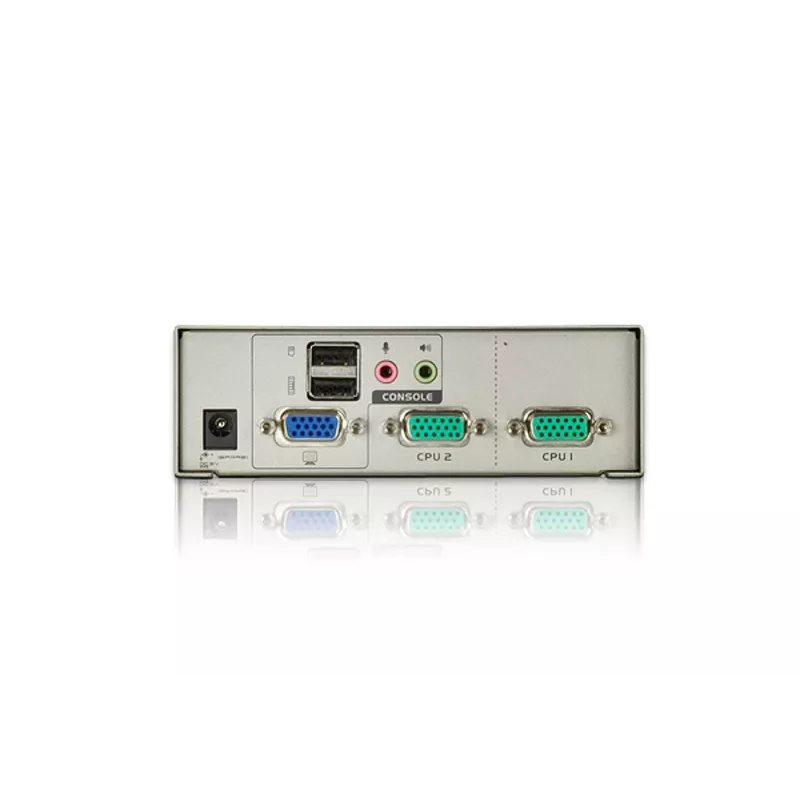 ATEN 2 portu USB VGA KVM ar audio (KVM kabeļi iekļauti), 2048 x 1536 pikseļi, QXGA, 0,142 W, pelēks