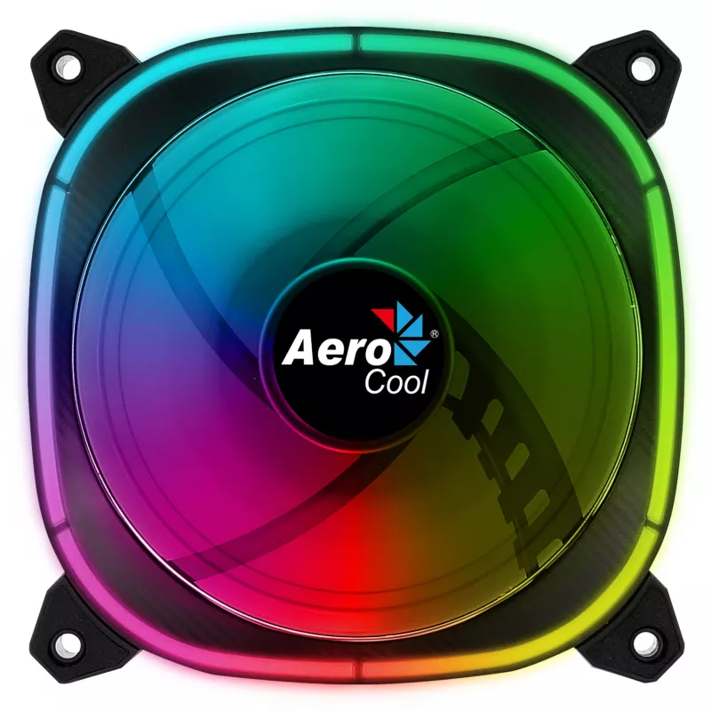 Aerocool ASTRO12 PC ventilators 12cm LED RGB pretvibrācijas 6 kontaktu melns