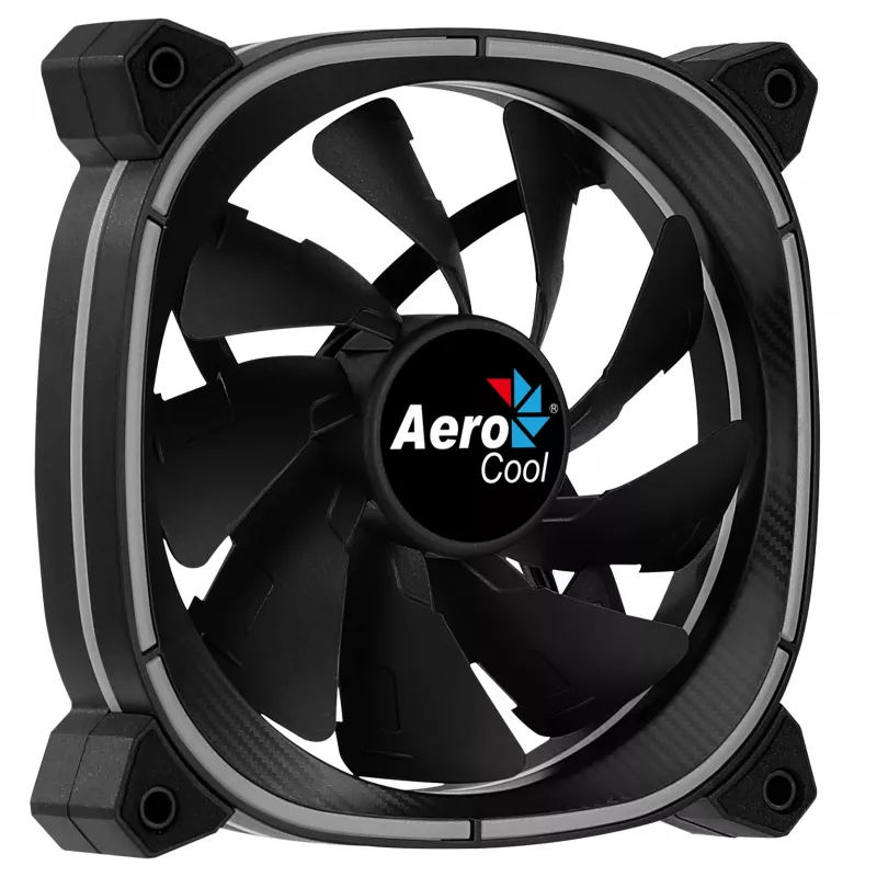 Aerocool ASTRO12 PC ventilators 12cm LED RGB pretvibrācijas 6 kontaktu melns