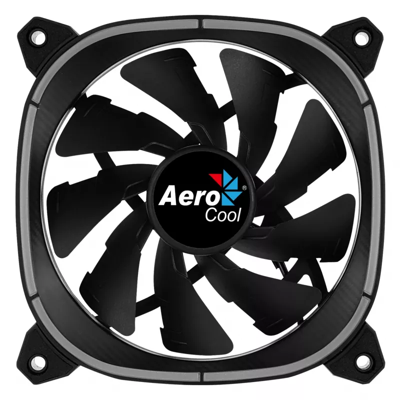 Aerocool ASTRO12 PC ventilators 12cm LED RGB pretvibrācijas 6 kontaktu melns
