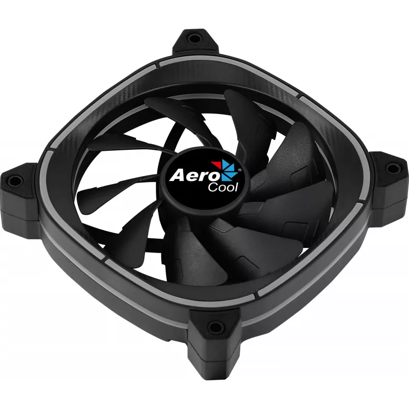 Aerocool ASTRO12 PC ventilators 12cm LED RGB pretvibrācijas 6 kontaktu melns