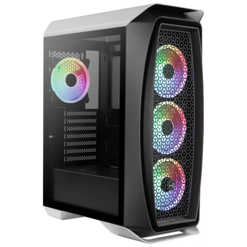 Aerocool AEROONEDUOWHV1 Gaming ATX Case 4xARGB ventilatori balts, Midi Tornis, PC, Balts, ATX, micro ATX, Mini-ITX, Akrilnitrila butadiēna stirols (ABS), SPCC, Spēlēm