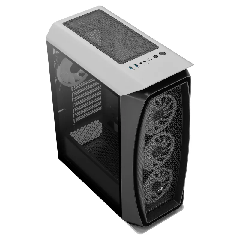 Aerocool AEROONEDUOWHV1 Gaming ATX Case 4xARGB ventilatori balts, Midi Tornis, PC, Balts, ATX, micro ATX, Mini-ITX, Akrilnitrila butadiēna stirols (ABS), SPCC, Spēlēm