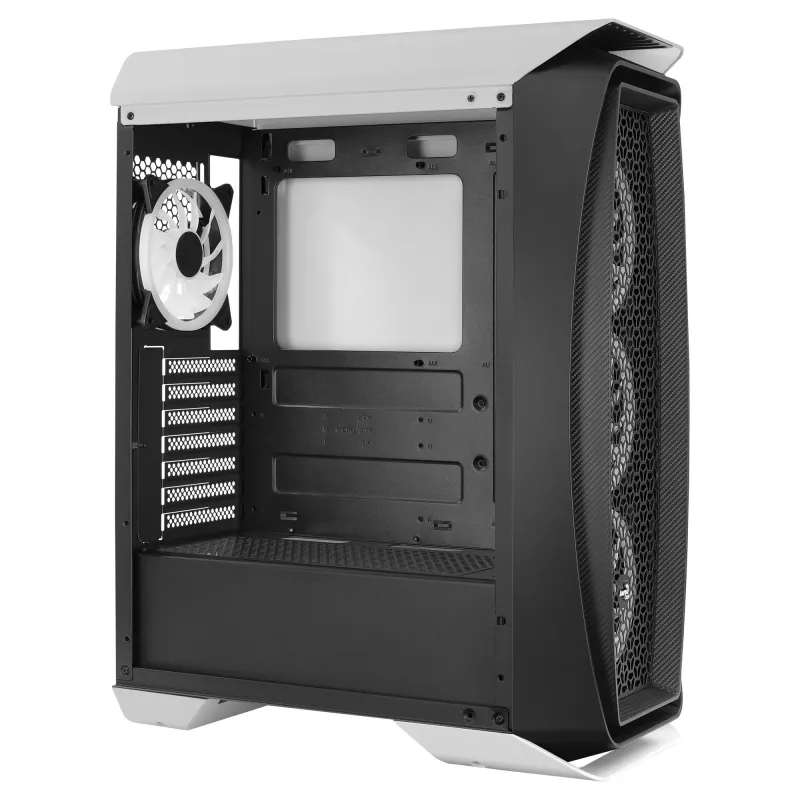Aerocool AEROONEDUOWHV1 Gaming ATX Case 4xARGB ventilatori balts, Midi Tornis, PC, Balts, ATX, micro ATX, Mini-ITX, Akrilnitrila butadiēna stirols (ABS), SPCC, Spēlēm