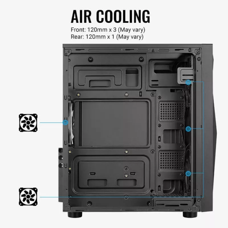 Aerocool Glider Rūdīta stikla melns
