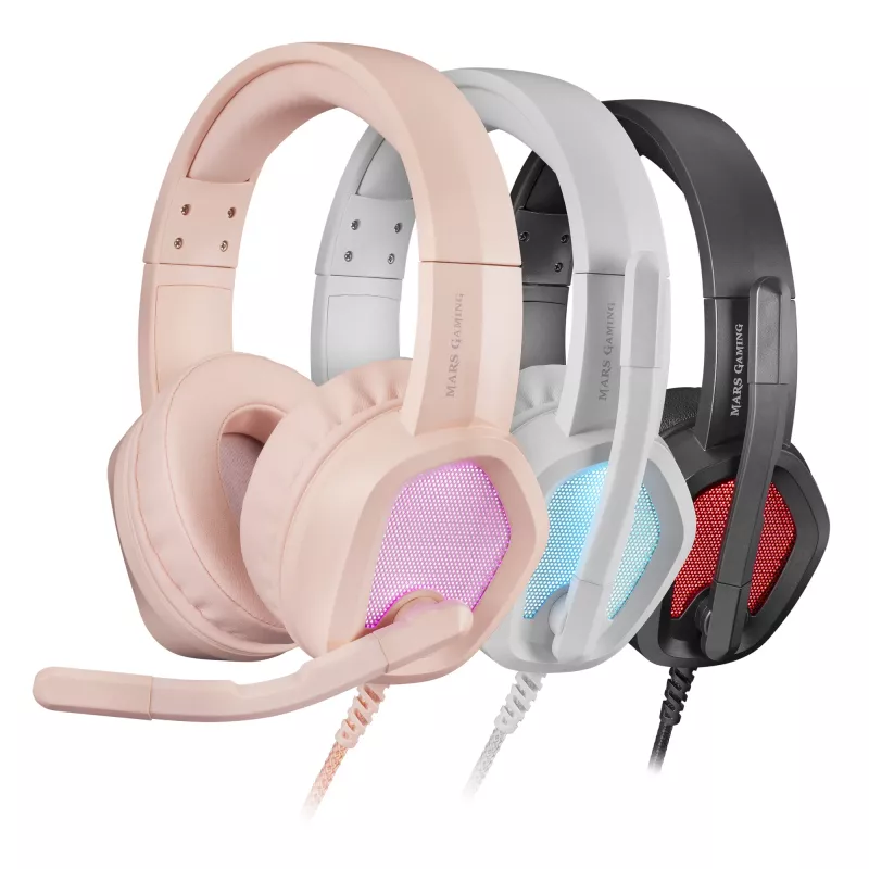 Mars Gaming MH320 austiņas ar vadu, galvas lentes tipa, USB Type-A, rozā