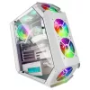 Mars Gaming MC51W balts PC spēļu ATX korpuss ar dubultu rūdīta stikla logu un 5x RGB 12cm ventilatoriem