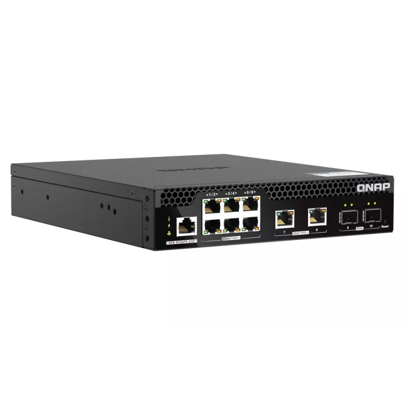 QNAP QSW-M2106PR-2S2T tīkla komutators, pārvaldāms L2 10G Ethernet (100/1000/10000) Power over Ethernet (PoE) 1U melns