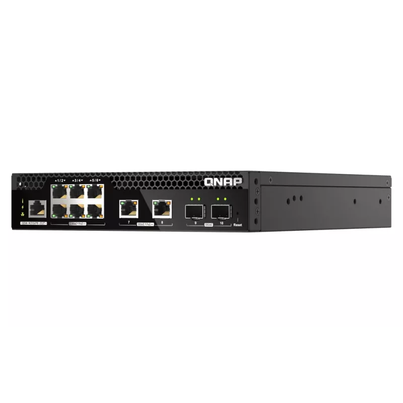 QNAP QSW-M2106PR-2S2T tīkla komutators, pārvaldāms L2 10G Ethernet (100/1000/10000) Power over Ethernet (PoE) 1U melns