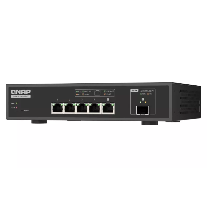 QNAP QSW-L3205-1C4T 4 pārvaldīts 10G Ethernet (100/1000/10000) galda slēdzis melns