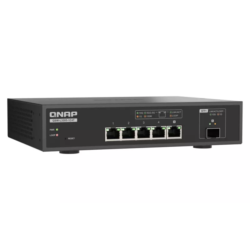 QNAP QSW-L3205-1C4T 4 pārvaldīts 10G Ethernet (100/1000/10000) galda slēdzis melns