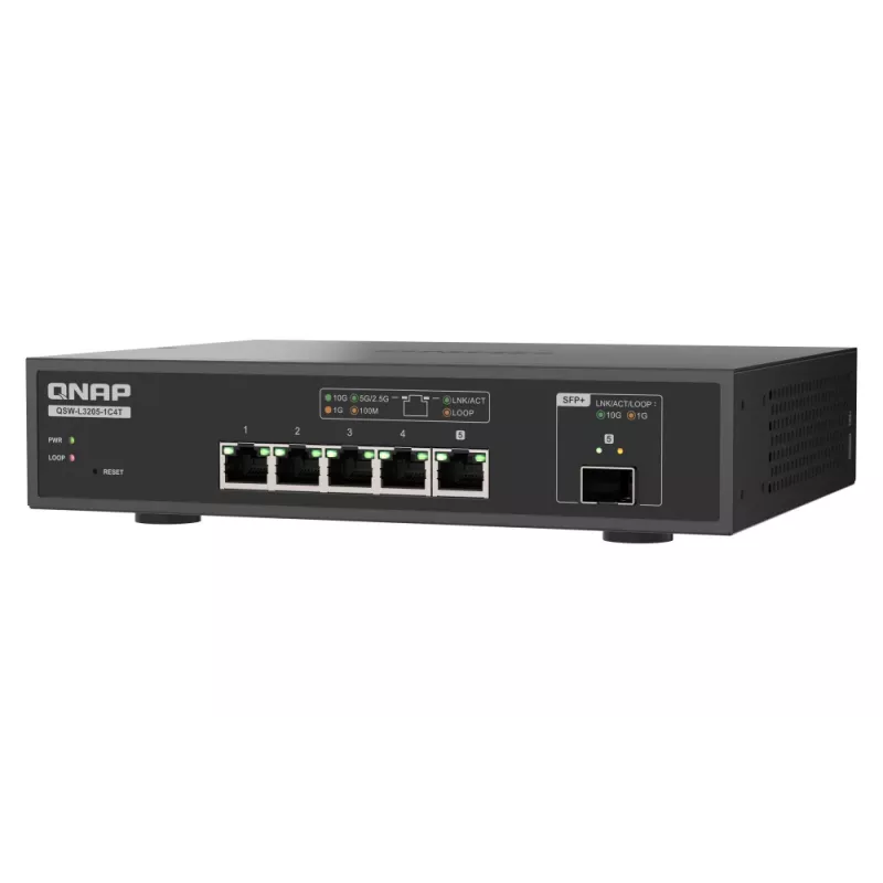 QNAP QSW-L3205-1C4T 4 pārvaldīts 10G Ethernet (100/1000/10000) galda slēdzis melns