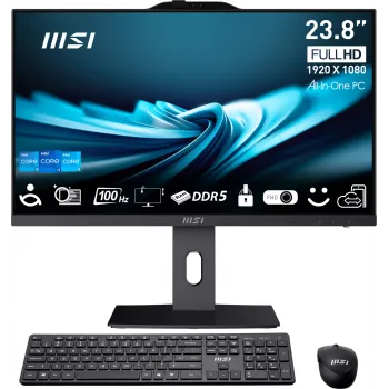 Viss vienā dators MSI PRO AP241P 14M — Intel Core i7-14700 2.1GHz, 23.8 collu ekrāns, 16GB DDR5 5600MHz, 1TB SSD, Intel UHD, Windows 11 Pro, melns