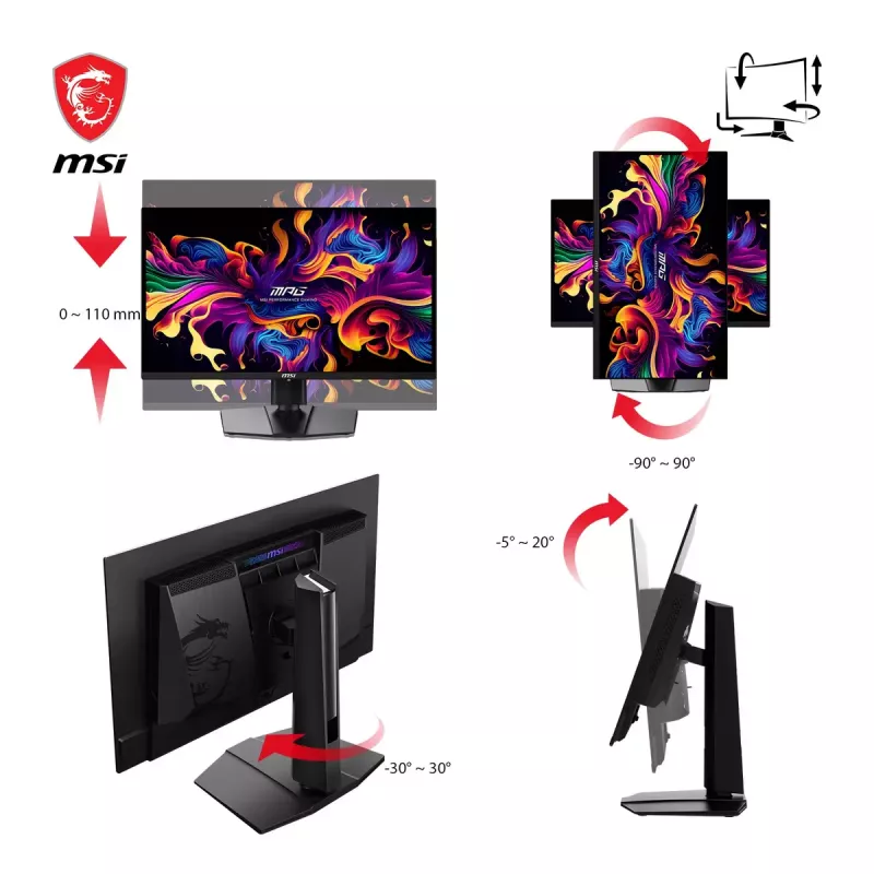 MSI MPG 271QRXDE QD-OLED datora monitors 67,3 cm (26,5 collas) 2560 x 1440 pikseļi Wide Quad HD Melns