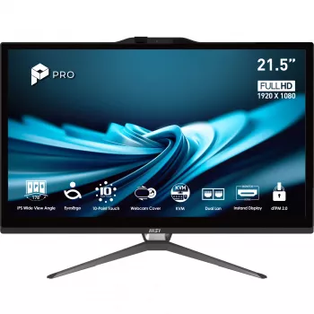 MSI Pro AP222T 14MA-613EU Intel® Core™ i3 i3-14100 54.6 cm (21.5 collas) 1920 x 1080 pikseļi skārienjūtīgs viss-vienā dators 8 GB DDR4-SDRAM 512 GB SSD Windows 11 Home Wi-Fi 5 (802.11ac) melns