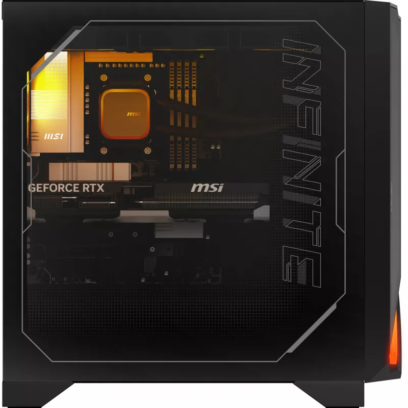 MSI MPG Infinite Z3 X3D 9NVRR7-848EU AMD Ryzen™ 7 9800X3D 32 GB DDR5-SDRAM 1 TB SSD NVIDIA GeForce RTX 5070 Ti Windows 11 Home galddators, melns