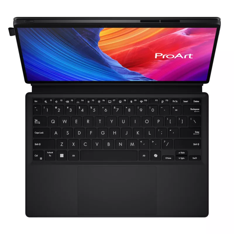 ASUS ProArt PZ13 HT5306QA-LX004W Copilot+ PC Snapdragon X1P-42-100 Hybrid (2-in-1) 33.8 cm (13.3 collas) Skārienjūtīgs 3K 16 GB LPDDR5x-SDRAM 1 TB SSD Wi-Fi 7 (802.11be) Windows 11 Home Vācu Melns