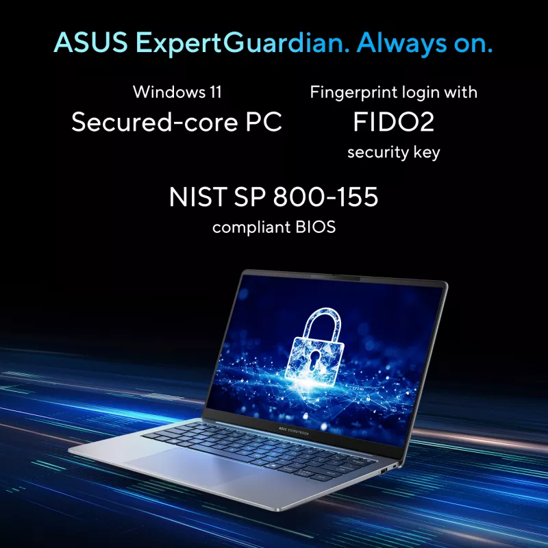 ASUS ExpertBook P5 P5405CSA-NZ0174X Intel Core Ultra 5 226V klēpjdators 35,6 cm (14 collas) WQXGA 16 GB LPDDR5x-SDRAM 512 GB SSD Wi-Fi 6E (802.11ax) Windows 11 Pro US International pelēks