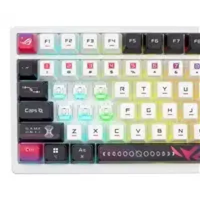Mehāniskā bezvadu tastatūra ASUS ROG Azoth X — US izkārtojums, Bluetooth un RF 2,4 GHz, balta