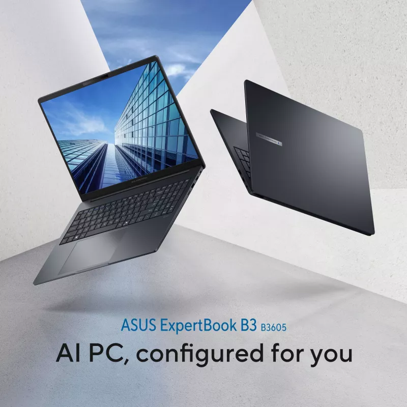 ASUS ExpertBook B3 B3605CCA-MB0370X Intel Core Ultra 5 225H portatīvais dators 40,6 cm (16 collu) WUXGA 16 GB DDR5-SDRAM 512 GB SSD Wi-Fi 6E (802.11ax) Windows 11 Pro US International Melna, Pelēka