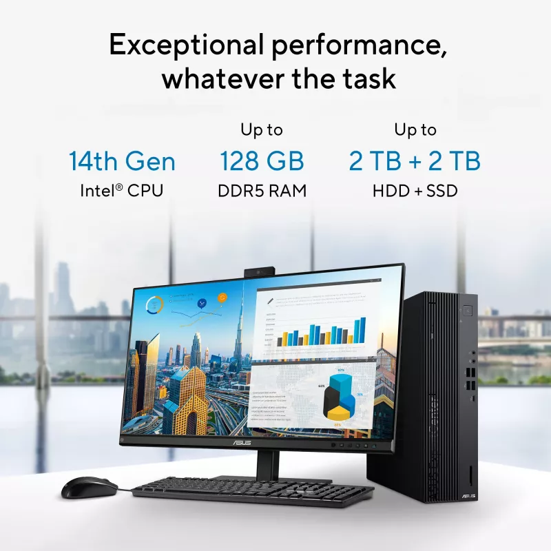 ASUS ExpertCenter D7 SFF D701SER-714700311X Intel® Core™ i7 i7-14700 16 GB DDR5-SDRAM 1 TB SSD Windows 11 Pro dators melns